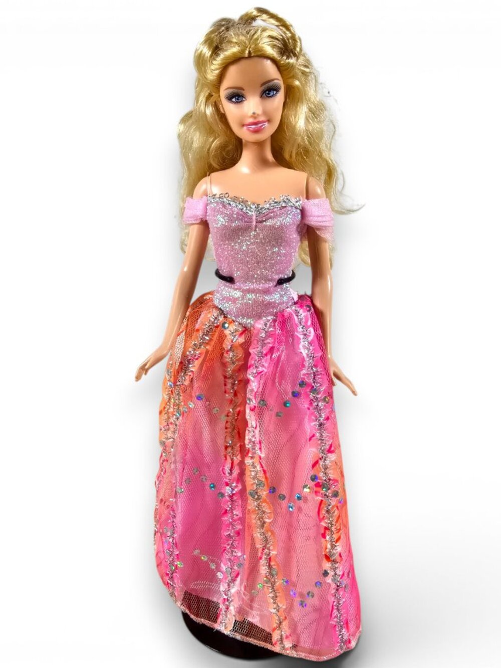 Mattel Barbie Princess Fashion Doll Pink Sparkly Dress Glitter Lips R0203 *FLAW